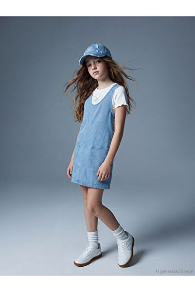 LC Waikiki Selections I Stoned Girl Child Jean Salopet Dress from Freezen Store