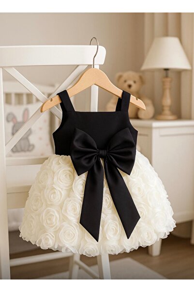 Dizaynbyasena فستان سهرة للأطفال من موديل جولي باللون الأسود والبيج لمناسبات ...