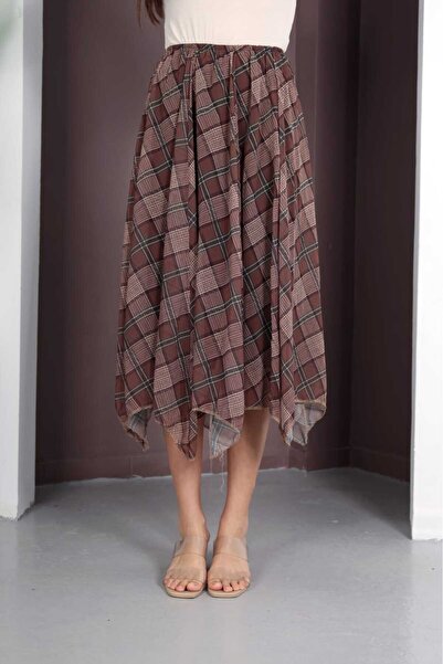 DAME Women's Premium Skirt Asymmetrical Cut Lined Chiffon Skirt