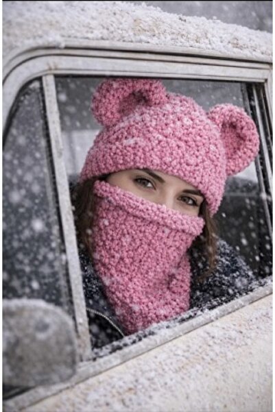 puffypuffy Χειροποίητη πλεκτή μάσκα με αυτιά Wegh Rumi, Wegh Puffy Beanie Bal...