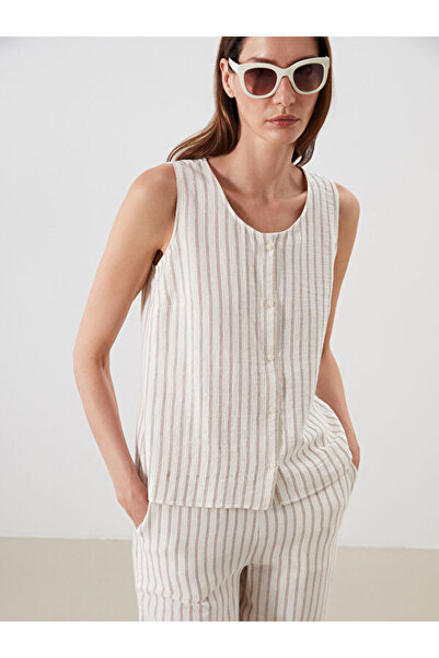 LC Waikiki Rmz Gi̇yi̇m Farkiyla Zero Roba Collar Striped Blouse