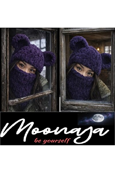 puffypuffy Χειροποίητη πλεκτή μάσκα με αυτιά Wegh Rumi, Wegh Puffy Beanie Bal...