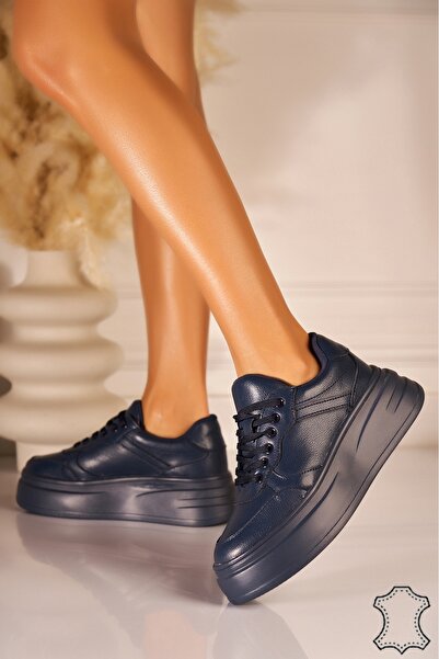 Joana Masha Navy Genuine Leather Sneakers - 37
