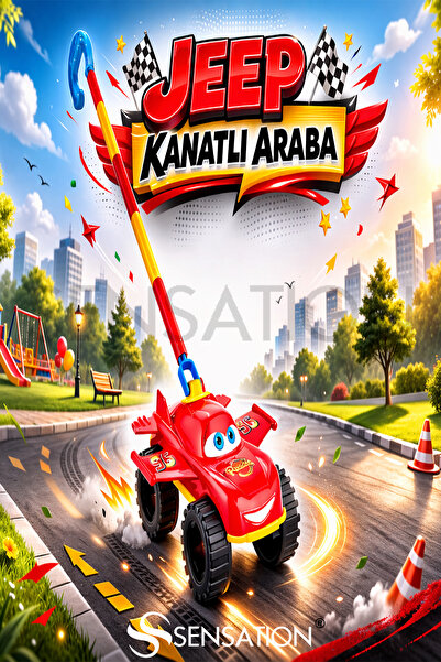 sensatıon Jeep Kanatlı Arabalı Baston Saplı Sopalı İtmeli Oyuncak