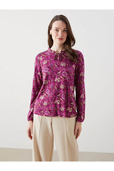 LC Waikiki بلوزة مزينة بالزهور وياقة روبا مربوطة من UZG STORE