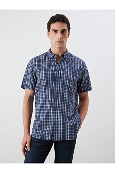 LC Waikiki Regular Fit Short Sleeve Plaid Poplin Men's Shirt