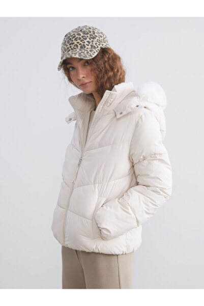 LC Waikiki Timeless Clothing & Timeless Choices Women's Fur Hooded Inflatable...