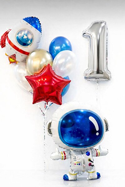 Partifesta Astronot Doğum Günü Balonu Uzay Konsepti 1 Yaş Balon