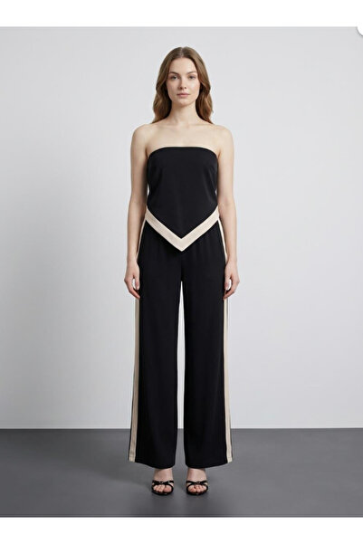 Quzu Contrast Detailed Blouse Black