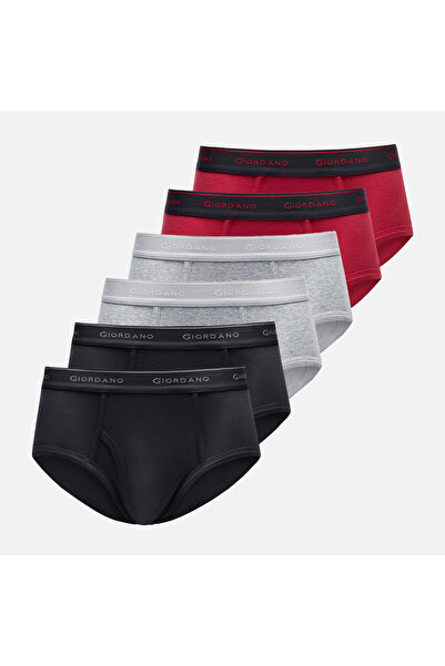 Giordano Men’s Classic Cotton Rib Briefs 6‑Pack Essentials