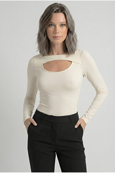 Kurun's Collection Bluză cu mânecă lungă din țesătură moale, asimetrică, cu d...