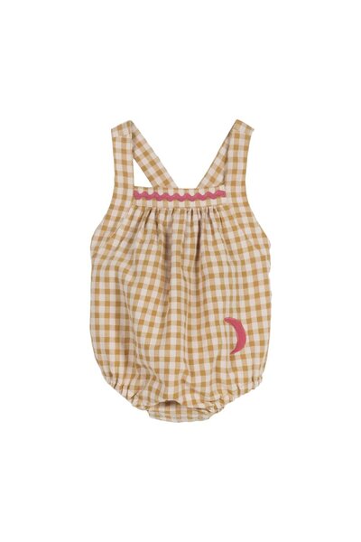 PETIT-ATELlER Baby Girl Caramel Seersucker Textured Romper , Breathable Soft ...