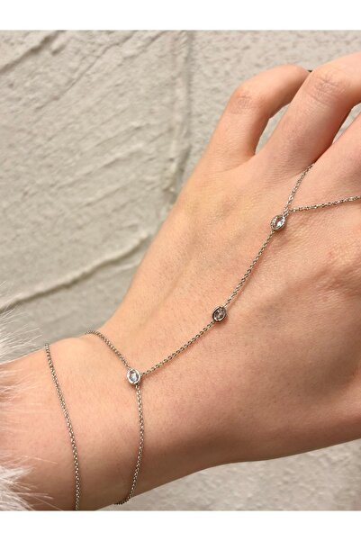 Veralys Atelier GÜMÜŞ RENK OVAL TASARIM TAŞ DETAYLI ŞAHMERAN