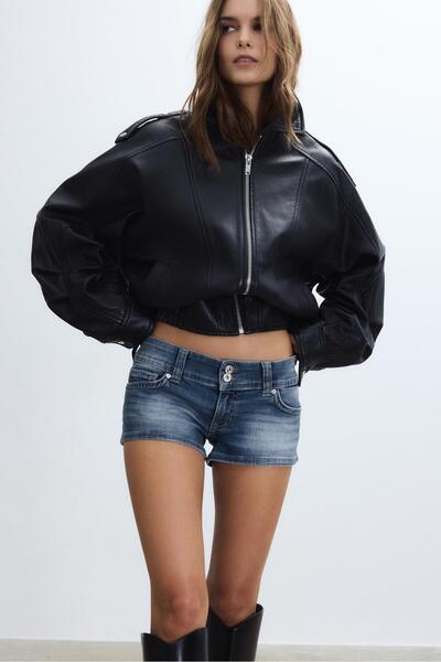 Stradivarius D76 Mikro denim şort