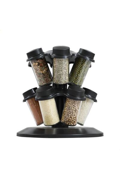 UNİBOX Spice Organizer with 12 Jars, Rotating Design, Ideal for Kitchen, Plas...