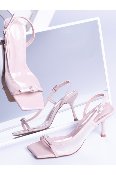 LONDON&LONDON Pudra Taşlı İnce Topuklu Ayakkabı – Kare Burun Tül Detaylı Şık ...