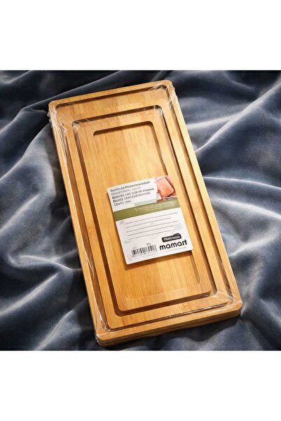 KAPLANBABA Bamboo Wood Special Long Rectangular Presentation Tray Set of 3 (1...
