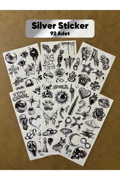 hdsticker 92 Adet Silver Temalı Sticker Seti Ajanda Planner Bullet Journal Sa...