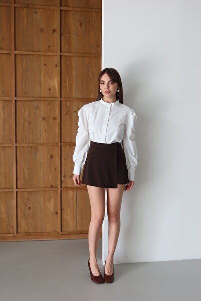 By ÖTE Поплинена риза с подгънати ръкави