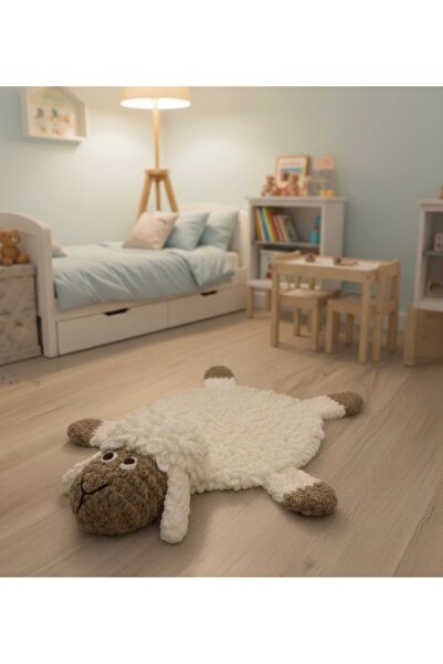 Moory 100% Organik Sevimli Kuzu Çocuk Odası Halısı / Paspas