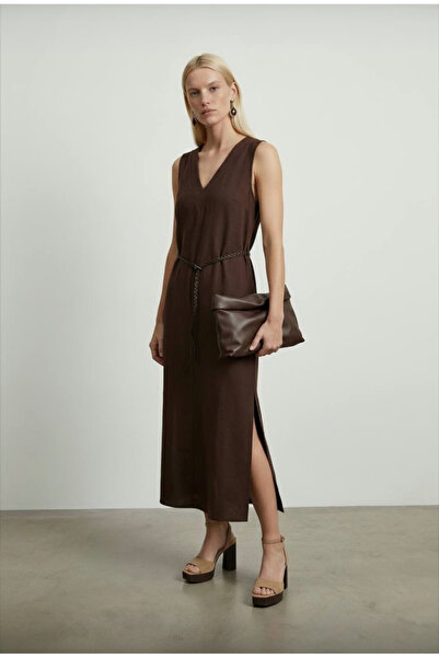 jöns since 1997 Rochie lungă pentru femei, curea piese, cu crăpătură laterală in