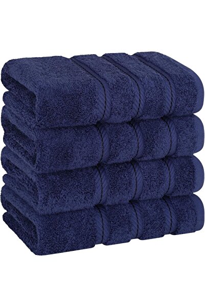 DAVEZA Set of 4 Premium Daveza Towels, 600 GSM, 100% Turkish Cotton, Navy Blu...