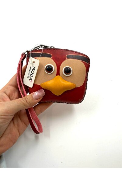MD Moda Accessories Handmade Leather Keychain with Bird Figure / Mini Zipper Wallet