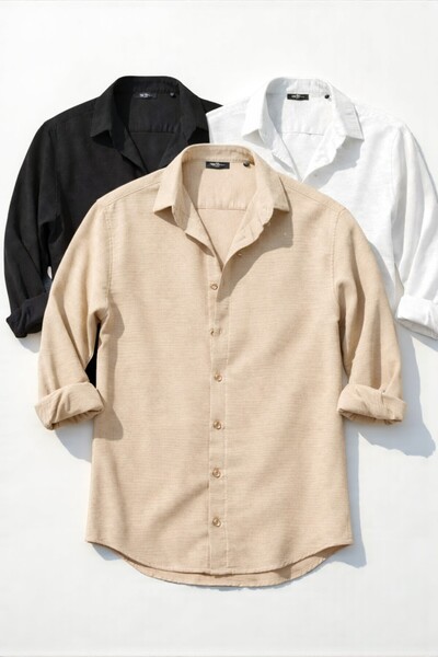 Gameyal طقم قمصان رجالية من قماش إيروبين مكون من 3 قطع - لا يحتاج للكي، مناسب...