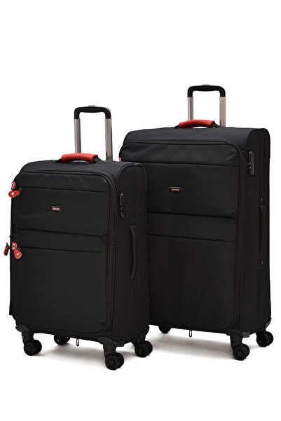 ELATAE Kumaş 2'li Valiz Seti Büyük ve Orta Boy – Dayanıklı, 360° 8 Tekerlekli...