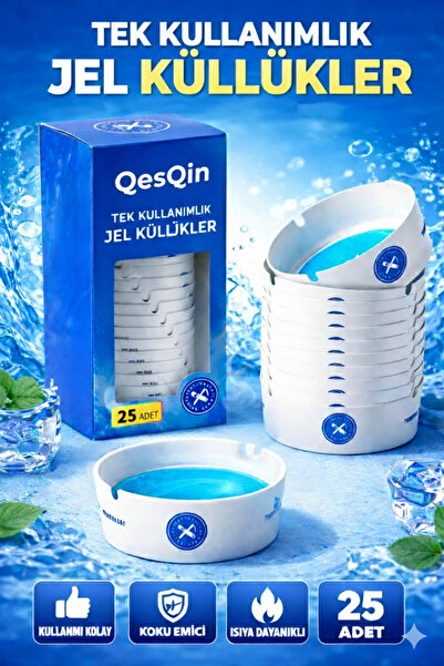QesQin Kokusuz Jel Küllük 25 Adet - Taşınabilir Tek Kullanımlık İzmarit Kokus...