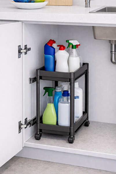 Düzen Ev Tekerlekli Dolap İçi Düzenleyici Raf