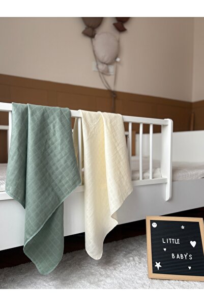 Little Müslin kumaş bebek battaniyesi,Çok amaçlı müslin örtü 2’li set,%100 pa...