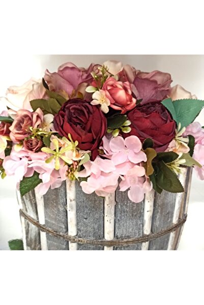 Pasiunea Florilor Coș Mare Din Lemn Cu Flori Roz, Grena