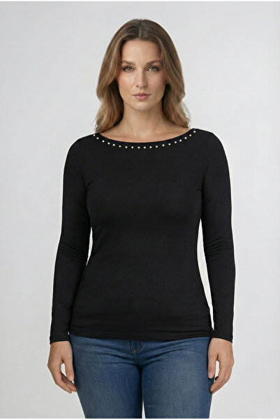 Kurun's Collection Bluză cu mânecă lungă, cu decolteu bărcuță, din țesătură m...