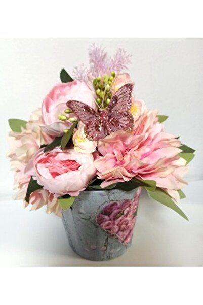 Pasiunea Florilor Potted box with pink anemone, chrysanthemums and large pink...