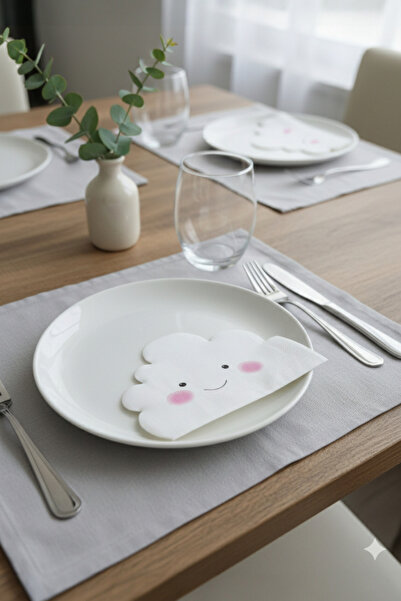 safestore Șervețele drăguțe de unică folosință, albe, imprimate în formă de n...