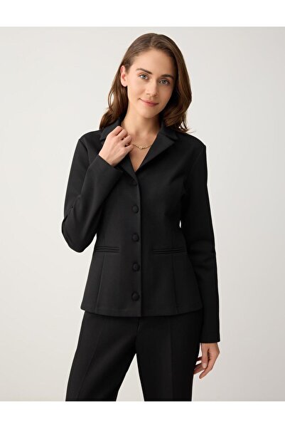 Jimmy Key Black Slim Fit Knitted Jacket with Button Detail