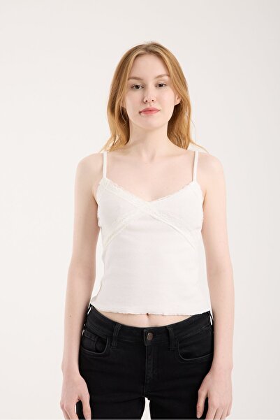 Modazeyosh Women's Strappy Lace Detail Camisole Blouse