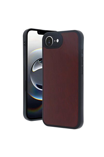 eco port iPhone 16E Case Aras Leather Cover - Burgundy