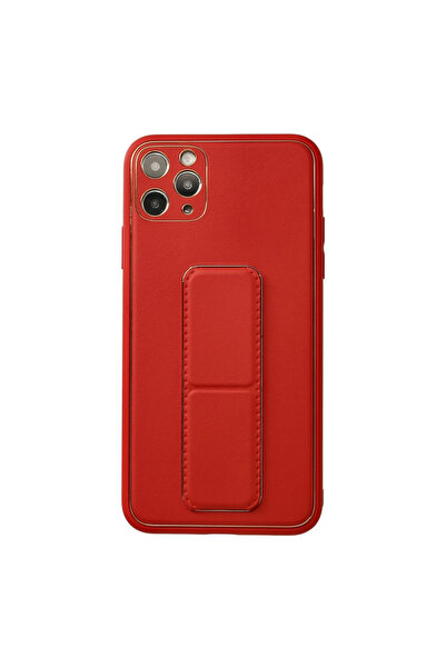 eco port غطاء جلد كوكو مع حامل لهاتف آيفون 11 برو ماكس - أحمر