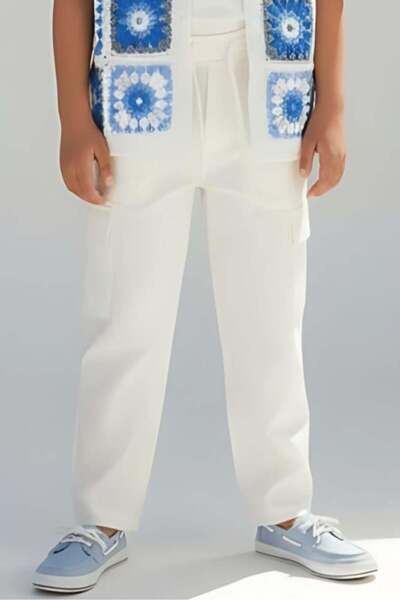 Alesaei-mondo tondo (Stylish white boys' trousers with a comfortable fit -4188)