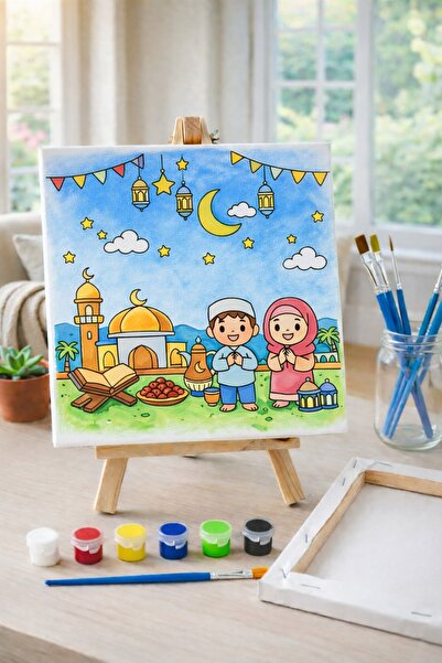 RenkliİzlerAtölyesi Çocuk Tuval Boyama Seti (Minik Eller Duada)