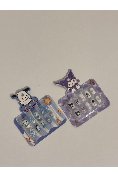 winingo 2Y Shop Kız Çocuk Takma Tırnak Sanrio Figürlü Yapışkanlı 2 Paket Çocu...
