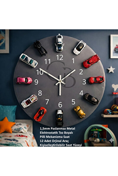 Çıba Design SteelMotion 40 Metal Duvar Saati – Kişiye Özel İsimli – 12 Araçlı...