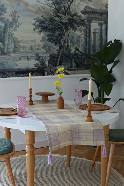 Yakacihome Juta Ljubičasta Jutna Tkanina Sa resama Stolni raner 40x140 cm