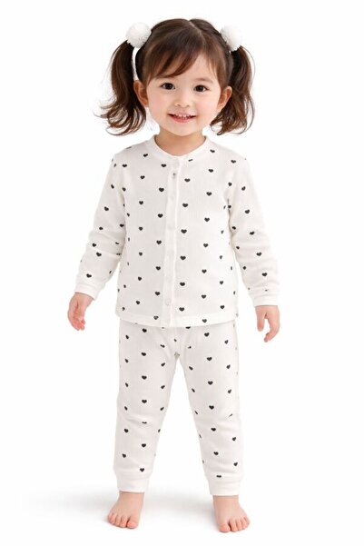 Hümazade Siyah Kalpli Önden Çıt Çıtlı Pijama Takımı