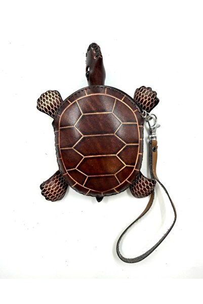 MD Moda Accessories Handmade Leather Keychain with Turtle Figure / Mini Zippe...