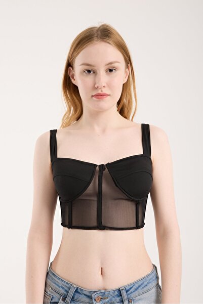 Modazeyosh Women's Tulle Detailed Strappy Bustier