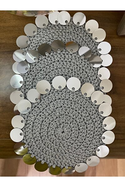 zeynhobi aksesuar Coffee-Colored Sequined Glittery Silver Presentation Napkin...