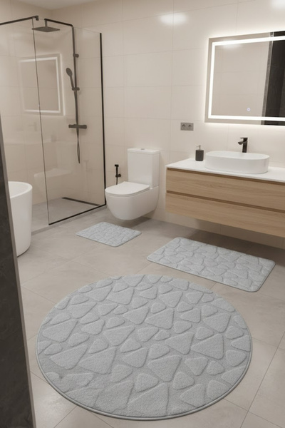 ÇELEBİ HOME TEKSTİL Beyaz Pamuk Banyo Paspası Makinede Yıkanabilir Kaymaz Tab...